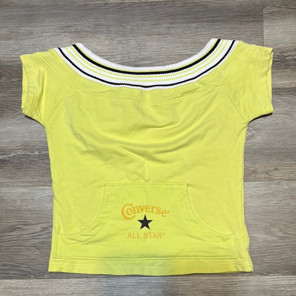 Converse Yellow Short Sleeve Tee with Striped Collar